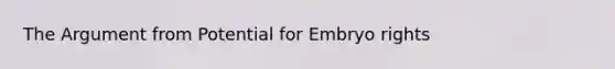 The Argument from Potential for Embryo rights