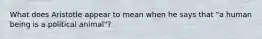 What does Aristotle appear to mean when he says that "a human being is a political animal"?