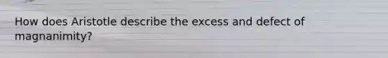 How does Aristotle describe the excess and defect of magnanimity?