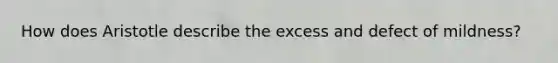 How does Aristotle describe the excess and defect of mildness?