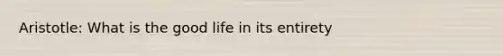 Aristotle: What is the good life in its entirety