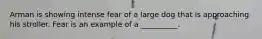 Arman is showing intense fear of a large dog that is approaching his stroller. Fear is an example of a __________.