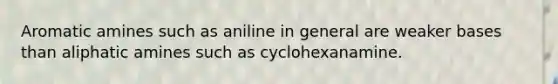 Aromatic amines such as aniline in general are weaker bases than aliphatic amines such as cyclohexanamine.