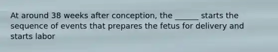 At around 38 weeks after conception, the ______ starts the sequence of events that prepares the fetus for delivery and starts labor