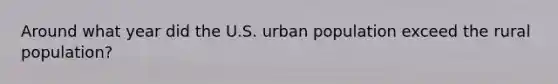 Around what year did the U.S. urban population exceed the rural population?