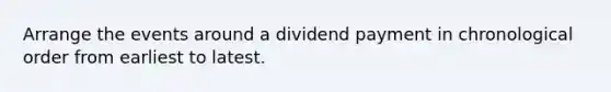 Arrange the events around a dividend payment in chronological order from earliest to latest.