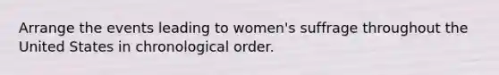 Arrange the events leading to women's suffrage throughout the United States in chronological order.