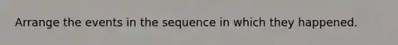 Arrange the events in the sequence in which they happened.