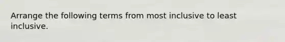 Arrange the following terms from most inclusive to least inclusive.