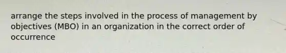 arrange the steps involved in the process of management by objectives (MBO) in an organization in the correct order of occurrence