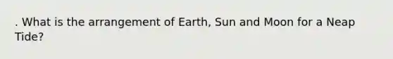 . What is the arrangement of Earth, Sun and Moon for a Neap Tide?