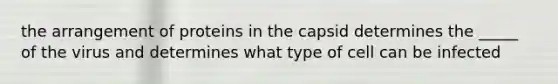 the arrangement of proteins in the capsid determines the _____ of the virus and determines what type of cell can be infected