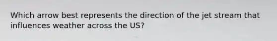 Which arrow best represents the direction of the jet stream that influences weather across the US?