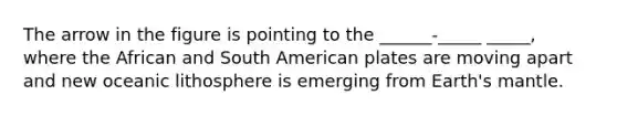 The arrow in the figure is pointing to the ______-_____ _____, where the African and South American plates are moving apart and new oceanic lithosphere is emerging from Earth's mantle.