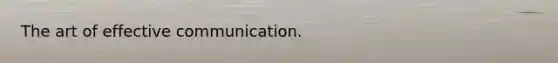 The art of effective communication.