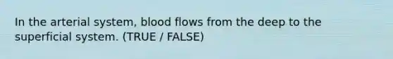 In the arterial system, blood flows from the deep to the superficial system. (TRUE / FALSE)