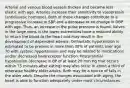 Arterial and venous blood vessels thicken and become less elastic with age. Arteries increase their sensitivity to vasopressin (antidiuretic hormone). Both of these changes contribute to a progressive increase in SBP and a decrease or no change in DBP with age. Thus, an increase in the pulse pressure is found. Valves in the large veins in the lower extremities have a reduced ability to return the blood to the heart and may result in the development of dependent edema. Orthostatic hypotension is estimated to be present in more than 30% of patients over age 70 with systolic hypertension and may be related to medications and/or decreased baroreceptor function. Postprandial hypotension (decrease in BP of at least 20 mm Hg that occurs within 75 minutes after eating) may also occur in about a third of otherwise healthy older adults. Both may be a source of falls in the older adult. Despite the changes associated with aging, the heart is able to function adequately under most circumstances.