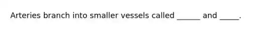 Arteries branch into smaller vessels called ______ and _____.