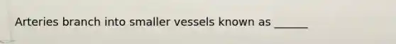 Arteries branch into smaller vessels known as ______