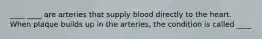 ____ ____ are arteries that supply blood directly to the heart. When plaque builds up in the arteries, the condition is called ____