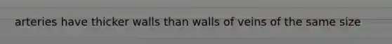 arteries have thicker walls than walls of veins of the same size