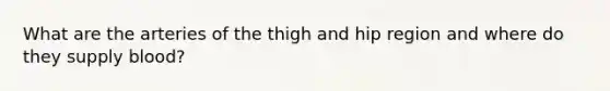 What are the arteries of the thigh and hip region and where do they supply blood?