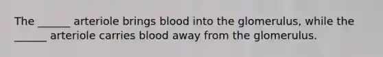 The ______ arteriole brings blood into the glomerulus, while the ______ arteriole carries blood away from the glomerulus.