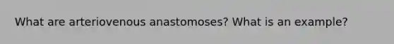 What are arteriovenous anastomoses? What is an example?