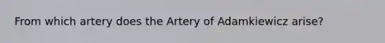 From which artery does the Artery of Adamkiewicz arise?