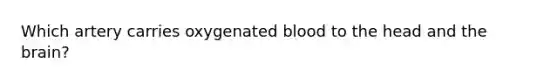 Which artery carries oxygenated blood to the head and <a href='https://www.questionai.com/knowledge/kLMtJeqKp6-the-brain' class='anchor-knowledge'>the brain</a>?