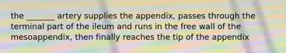 the _______ artery supplies the appendix, passes through the terminal part of the ileum and runs in the free wall of the mesoappendix, then finally reaches the tip of the appendix