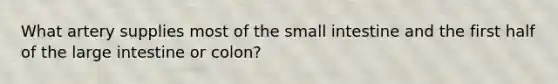 What artery supplies most of the small intestine and the first half of the large intestine or colon?