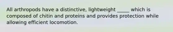 All arthropods have a distinctive, lightweight _____ which is composed of chitin and proteins and provides protection while allowing efficient locomotion.