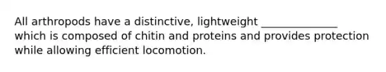 All arthropods have a distinctive, lightweight ______________ which is composed of chitin and proteins and provides protection while allowing efficient locomotion.