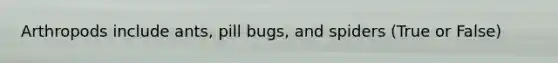 Arthropods include ants, pill bugs, and spiders (True or False)