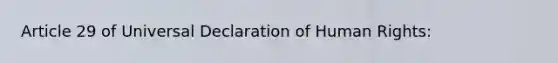 Article 29 of Universal Declaration of Human Rights: