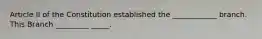 Article II of the Constitution established the ____________ branch. This Branch _________ _____.