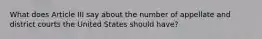 What does Article III say about the number of appellate and district courts the United States should have?