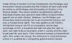 Under Article IV Section 2 of the Constitution, the Privileges and Immunities Clause provides that the Citizens of each state shall be entitle to all Privileges and Immunities of Citizens in the Several States. This clause protects fundamental rights of individual citizens and restrains state efforts to discriminate against out of state citizens. However, the Privileges and Immunities Clause extends not to all commercial activity, but only to fundamental rights. This only applies to US Citizens, immigrants living in the US or corporation cannot take advantage of this. A fundamental right includes the right to work, the right to be an economic actor in society and the right to get paid for your work. if the ordinance violates a fundamental right, then under this clause, the ordinance is unconstitutional, unless it is justified by a compelling governmental interest.