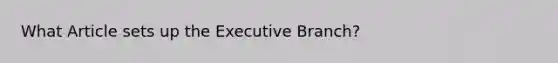 What Article sets up the Executive Branch?