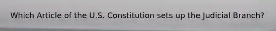 Which Article of the U.S. Constitution sets up the Judicial Branch?