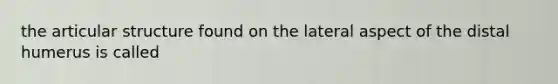 the articular structure found on the lateral aspect of the distal humerus is called