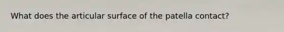 What does the articular surface of the patella contact?