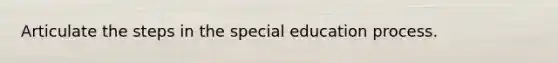 Articulate the steps in the special education process.