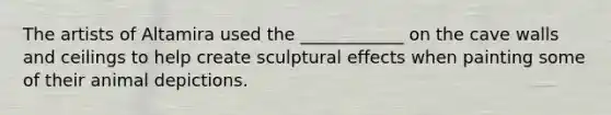The artists of Altamira used the ____________ on the cave walls and ceilings to help create sculptural effects when painting some of their animal depictions.