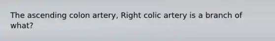 The ascending colon artery, Right colic artery is a branch of what?