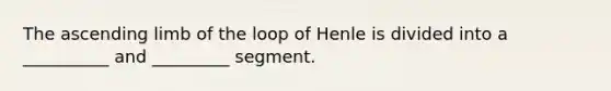 The ascending limb of the loop of Henle is divided into a __________ and _________ segment.