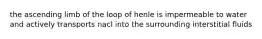 the ascending limb of the loop of henle is impermeable to water and actively transports nacl into the surrounding interstitial fluids