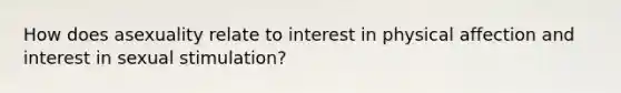 How does asexuality relate to interest in physical affection and interest in sexual stimulation?