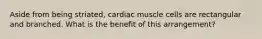 Aside from being striated, cardiac muscle cells are rectangular and branched. What is the benefit of this arrangement?